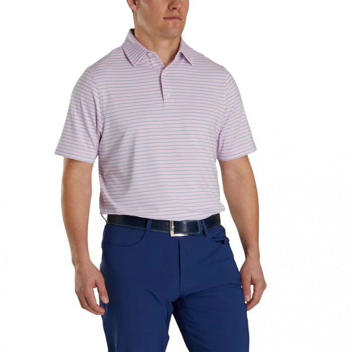 Camisas Footjoy Atléticos Fit Classic Stripe Self Collar Hombre Rosas Azules Claro | ES0163948