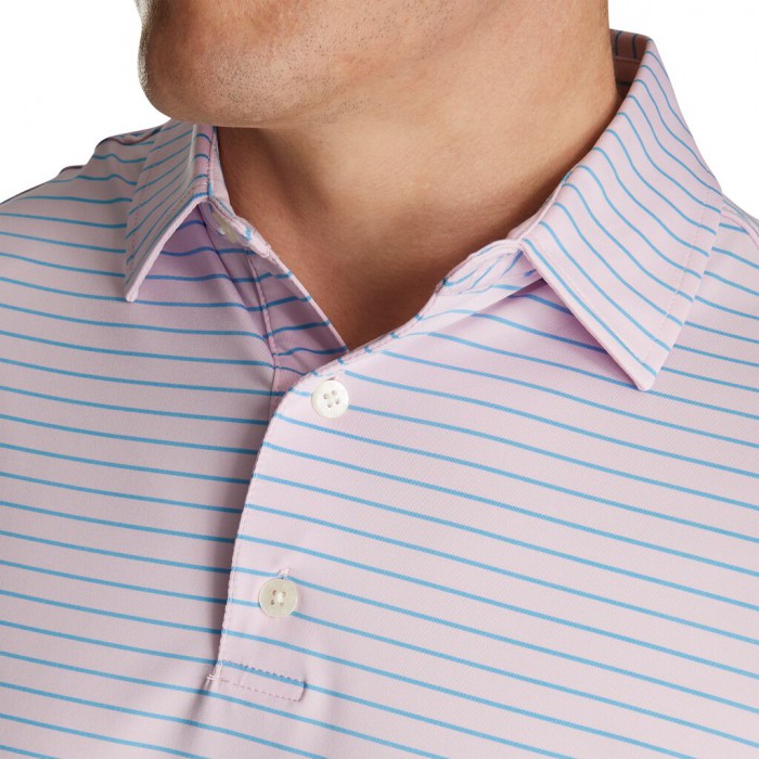 Camisas Footjoy Atléticos Fit Classic Stripe Self Collar Hombre Rosas Azules Claro | ES0163948