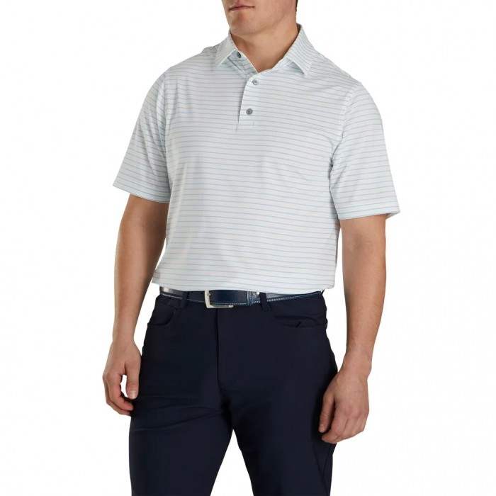 Camisas Footjoy Atléticos Fit Classic Stripe Self Collar Hombre Blancas Azules | ES3146508