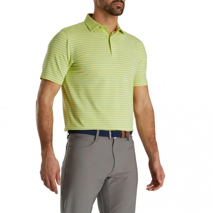 Camisas Footjoy Atléticos Fit Classic Stripe Self Collar Hombre Amarillo Azules | ES3452109