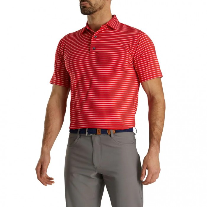 Camisas Footjoy Atléticos Fit Classic Stripe Self Collar Hombre Rojas Blancas | ES4072835