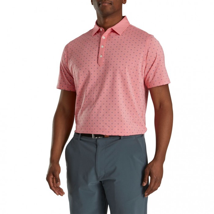 Camisas Footjoy Atléticos Fit Deco Print Self Collar Hombre Coral Rosas | ES2678593