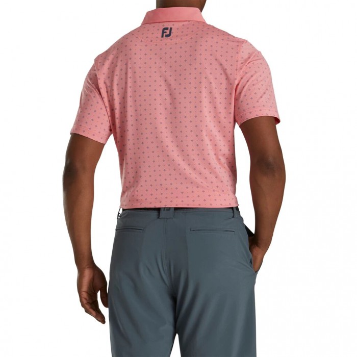 Camisas Footjoy Atléticos Fit Deco Print Self Collar Hombre Coral Rosas | ES2678593