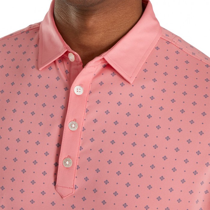 Camisas Footjoy Atléticos Fit Deco Print Self Collar Hombre Coral Rosas | ES2678593