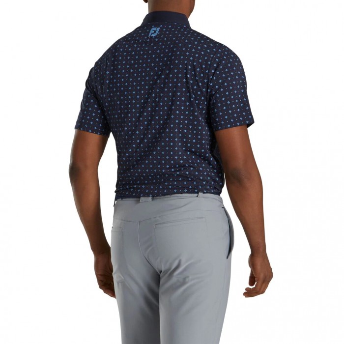 Camisas Footjoy Atléticos Fit Deco Print Self Collar Hombre Azul Marino | ES9507243