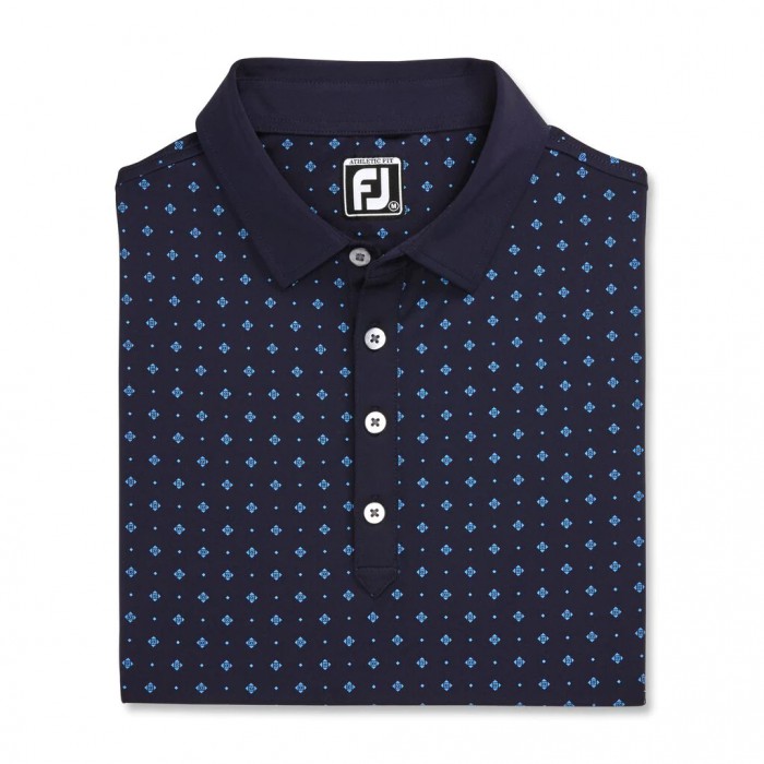 Camisas Footjoy Atléticos Fit Deco Print Self Collar Hombre Azul Marino | ES9507243