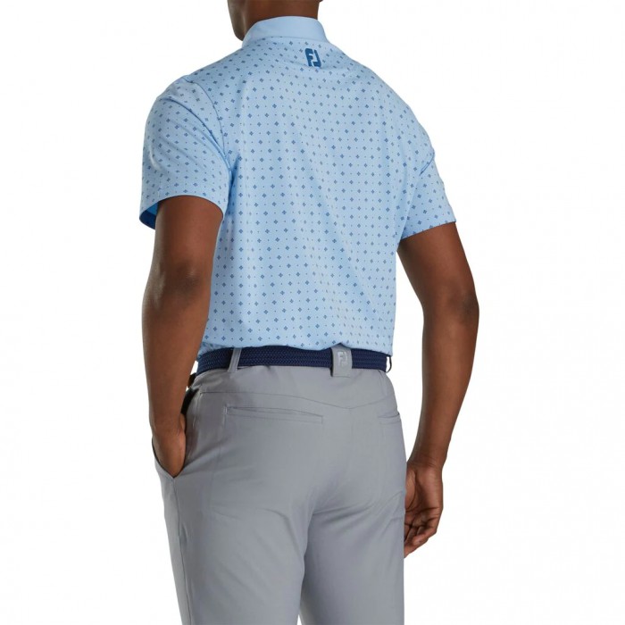 Camisas Footjoy Atléticos Fit Deco Print Self Collar Hombre Azules Claro Azul Marino | ES9537860