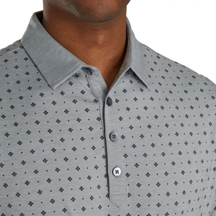 Camisas Footjoy Atléticos Fit Deco Print Self Collar Hombre Gris Negras | ES9681350