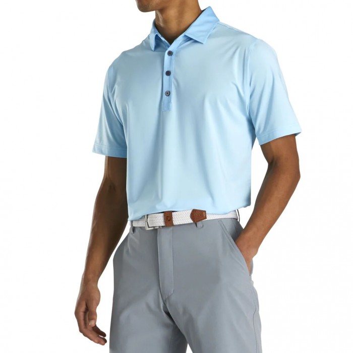 Camisas Footjoy Atléticos Fit Lisle End-On-End Self Collar Hombre Azules Claro Blancas | ES1758369