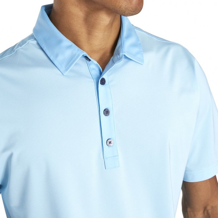 Camisas Footjoy Atléticos Fit Lisle End-On-End Self Collar Hombre Azules Claro Blancas | ES1758369