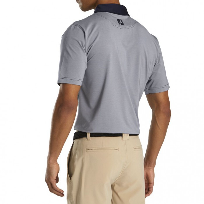 Camisas Footjoy Atléticos Fit Lisle End-On-End Self Collar Hombre Azul Marino Blancas | ES5138967