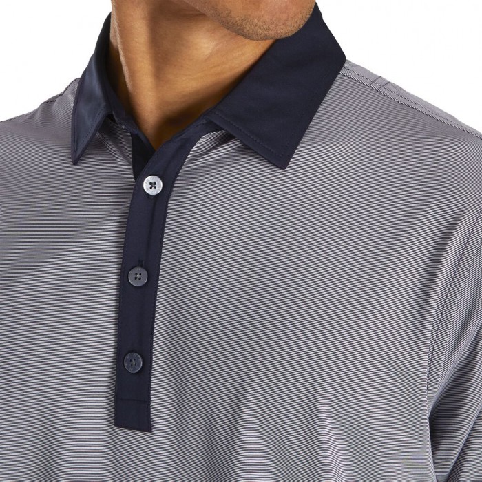 Camisas Footjoy Atléticos Fit Lisle End-On-End Self Collar Hombre Azul Marino Blancas | ES5138967