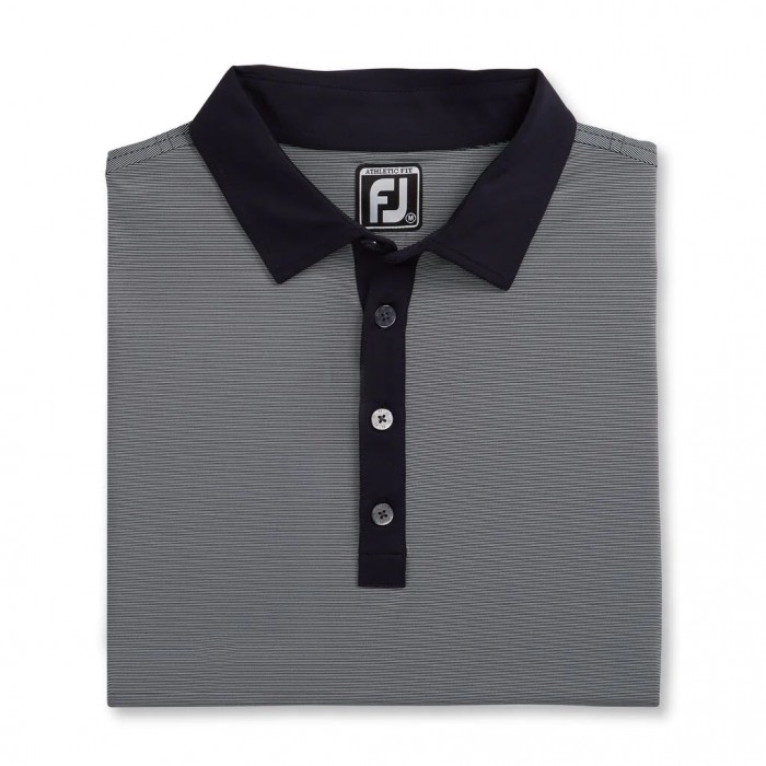 Camisas Footjoy Atléticos Fit Lisle End-On-End Self Collar Hombre Azul Marino Blancas | ES5138967