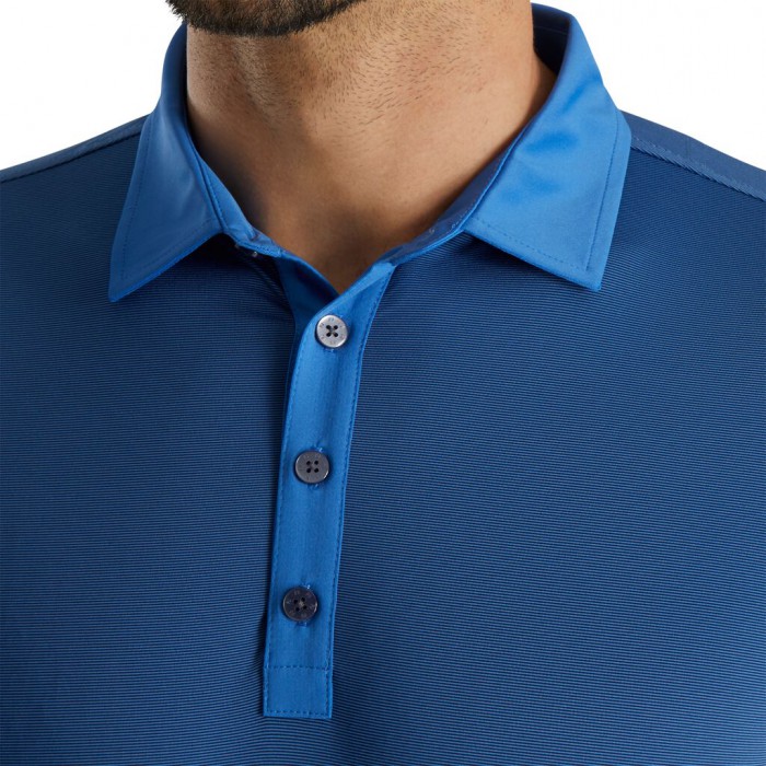 Camisas Footjoy Atléticos Fit Lisle End-On-End Self Collar Hombre Azul Real Azul Marino | ES6748293