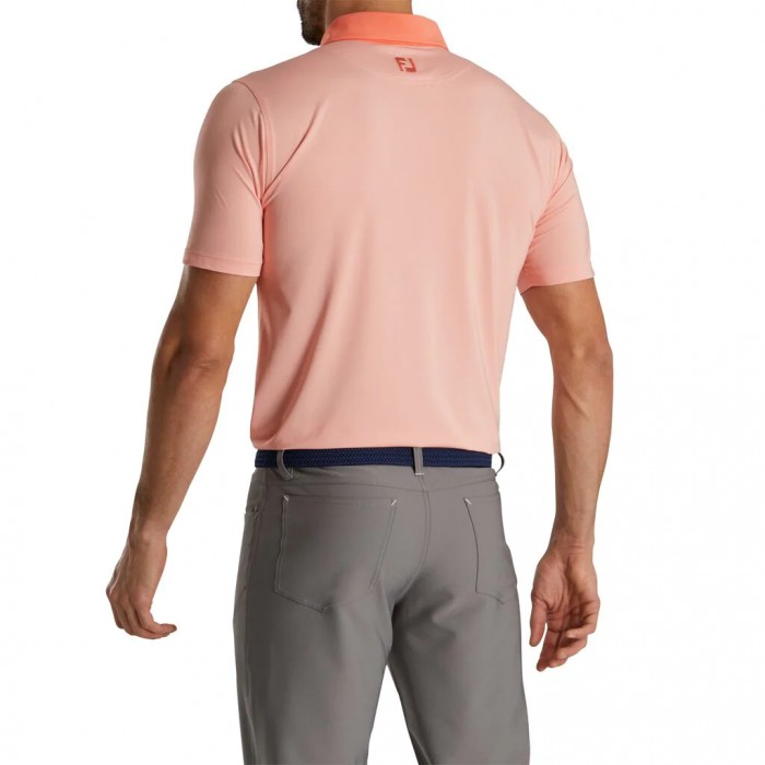 Camisas Footjoy Atléticos Fit Lisle End-On-End Self Collar Hombre Coral Blancas | ES9341625