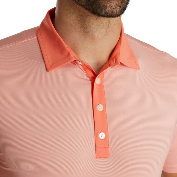 Camisas Footjoy Atléticos Fit Lisle End-On-End Self Collar Hombre Coral Blancas | ES9341625