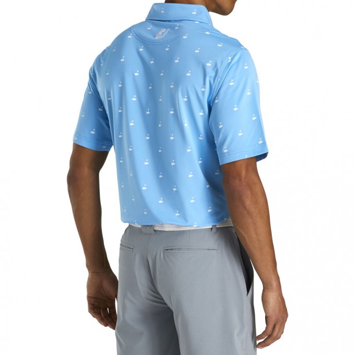 Camisas Footjoy Atléticos Fit Lisle Golf Print Self Collar Hombre Azules Claro | ES9532870