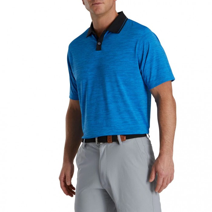 Camisas Footjoy Broken Pinstripe Lisle Knit Collar Hombre Azules Negras | ES1754938