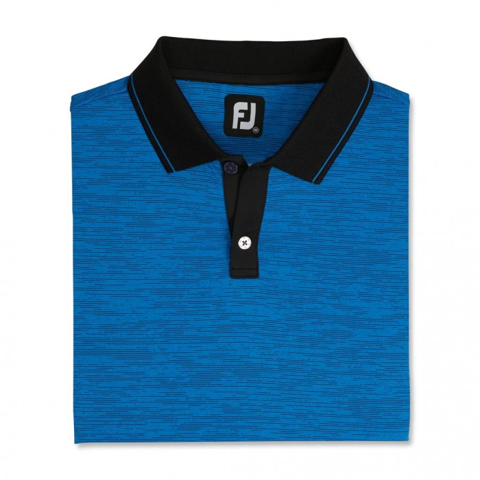 Camisas Footjoy Broken Pinstripe Lisle Knit Collar Hombre Azules Negras | ES1754938