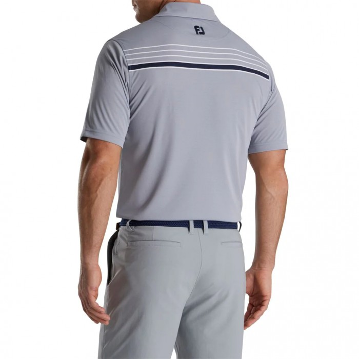 Camisas Footjoy Checker Jacquard Chest Stripe Self Collar Hombre Azul Marino Blancas | ES7632980