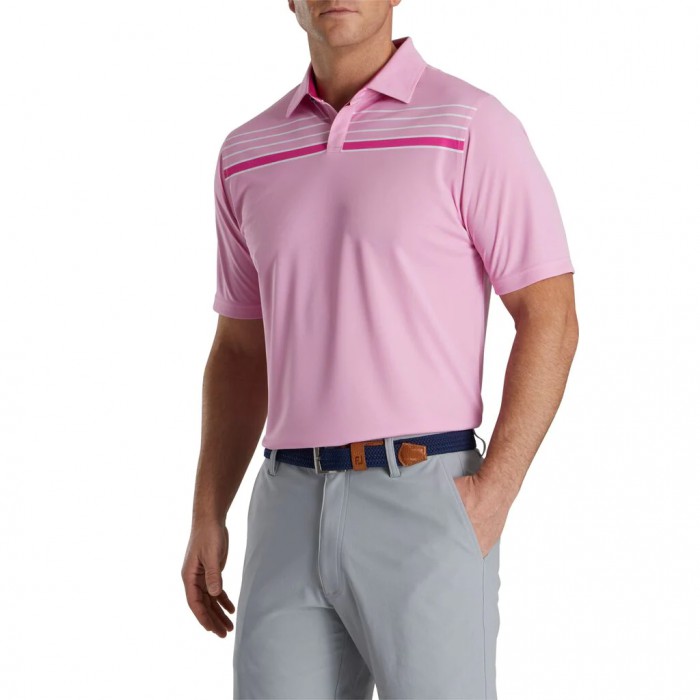 Camisas Footjoy Checker Jacquard Chest Stripe Self Collar Hombre Rosas Blancas | ES7925810