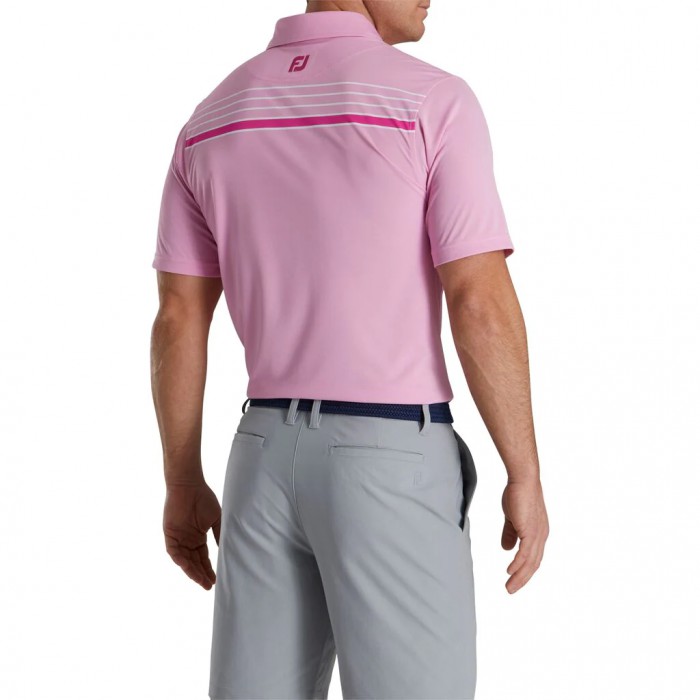 Camisas Footjoy Checker Jacquard Chest Stripe Self Collar Hombre Rosas Blancas | ES7925810