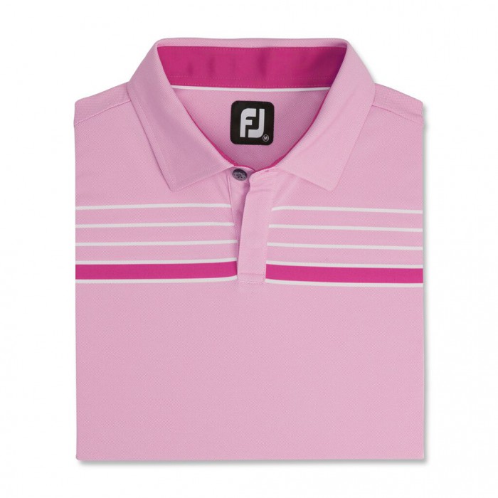 Camisas Footjoy Checker Jacquard Chest Stripe Self Collar Hombre Rosas Blancas | ES7925810