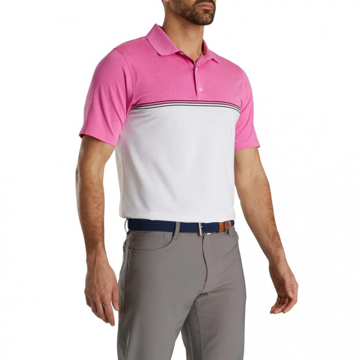 Camisas Footjoy Color Block Lisle Knit Collar Hombre Rosas Blancas Negras | ES0348952