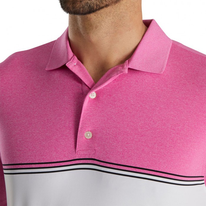 Camisas Footjoy Color Block Lisle Knit Collar Hombre Rosas Blancas Negras | ES0348952