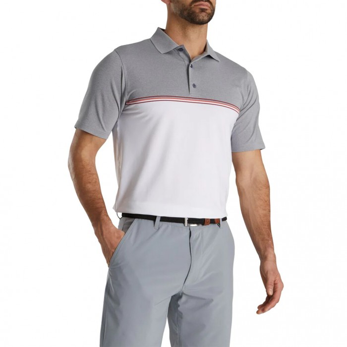 Camisas Footjoy Color Block Lisle Knit Collar Hombre Gris Blancas | ES3279480