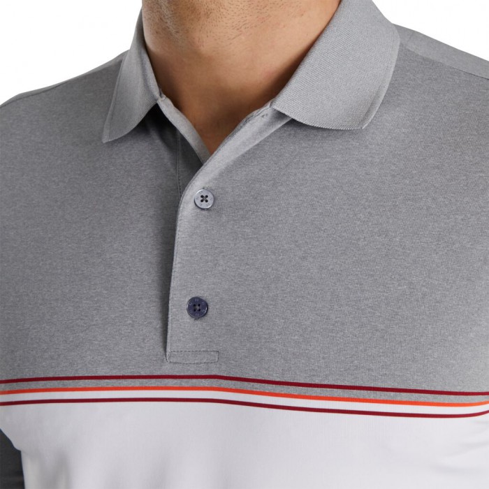 Camisas Footjoy Color Block Lisle Knit Collar Hombre Gris Blancas | ES3279480