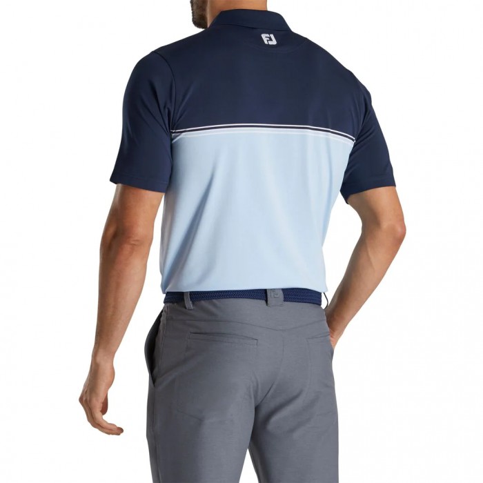 Camisas Footjoy Color Block Lisle Knit Collar Hombre Azul Marino Blancas | ES4293857