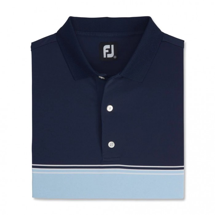 Camisas Footjoy Color Block Lisle Knit Collar Hombre Azul Marino Blancas | ES4293857