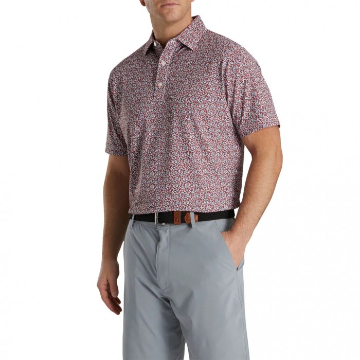 Camisas Footjoy Confetti Print Pique Self Collar Hombre Gris | ES0978534