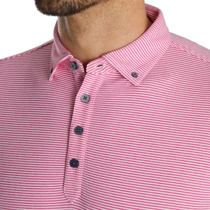 Camisas Footjoy Feeder Stripe Jersey Buttondown Collar Hombre Rosas Blancas | ES0126573