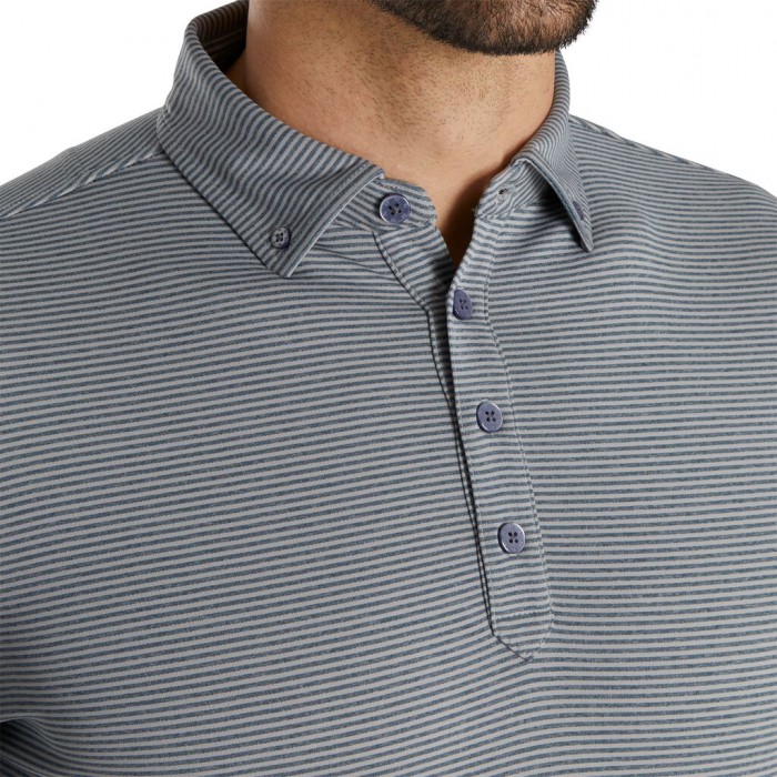 Camisas Footjoy Feeder Stripe Jersey Buttondown Collar Hombre Gris | ES3072456