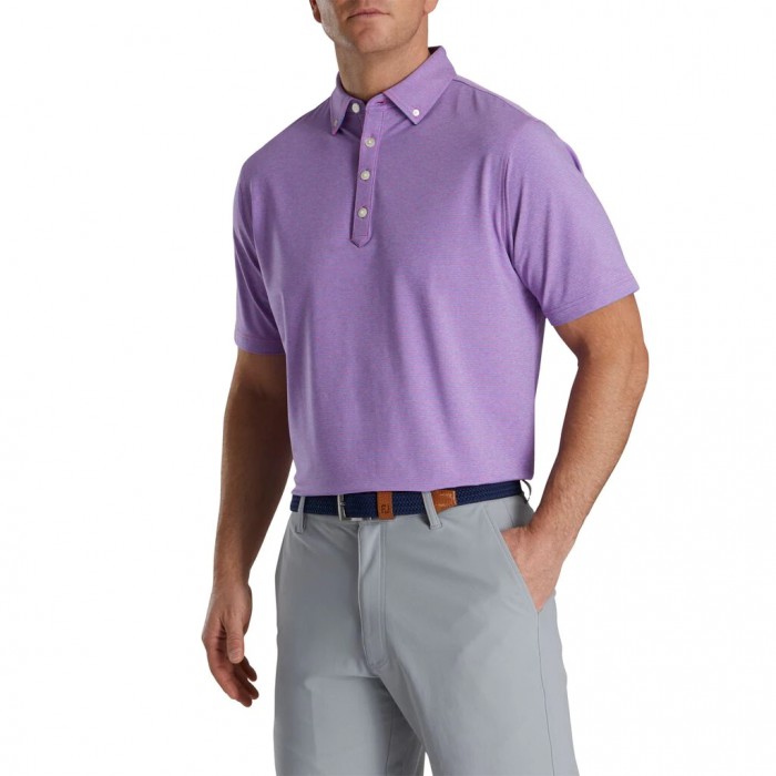 Camisas Footjoy Feeder Stripe Lisle Buttondown Collar Hombre Rosas Azules | ES2148790