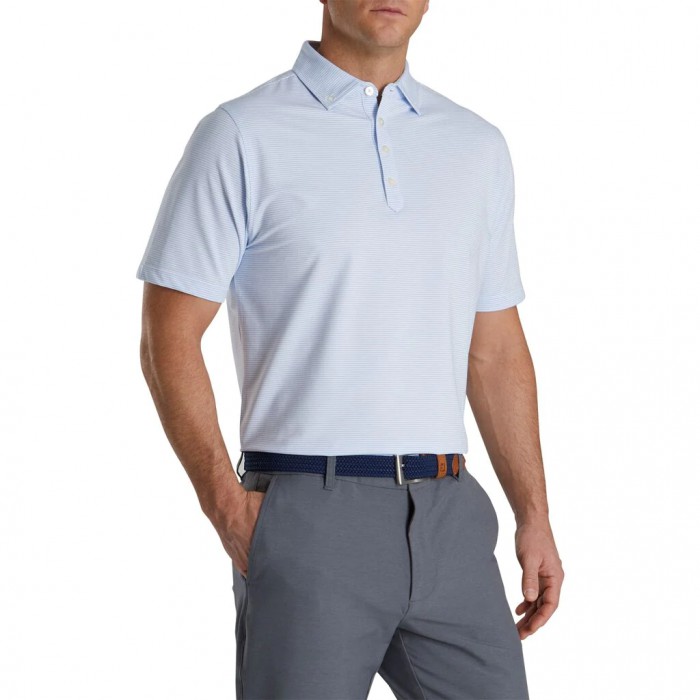 Camisas Footjoy Feeder Stripe Lisle Buttondown Collar Hombre Blancas | ES4102398