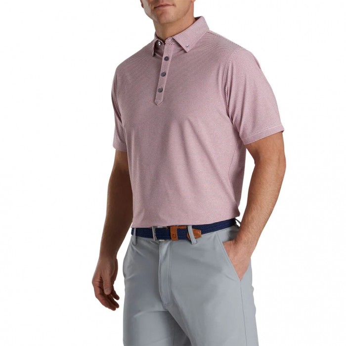 Camisas Footjoy Feeder Stripe Lisle Buttondown Collar Hombre Blancas | ES6218754