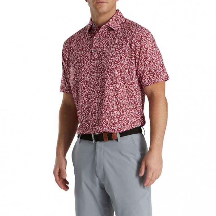 Camisas Footjoy Floral Vines Lisle Print Self Collar Hombre Blancas Gris | ES7634915