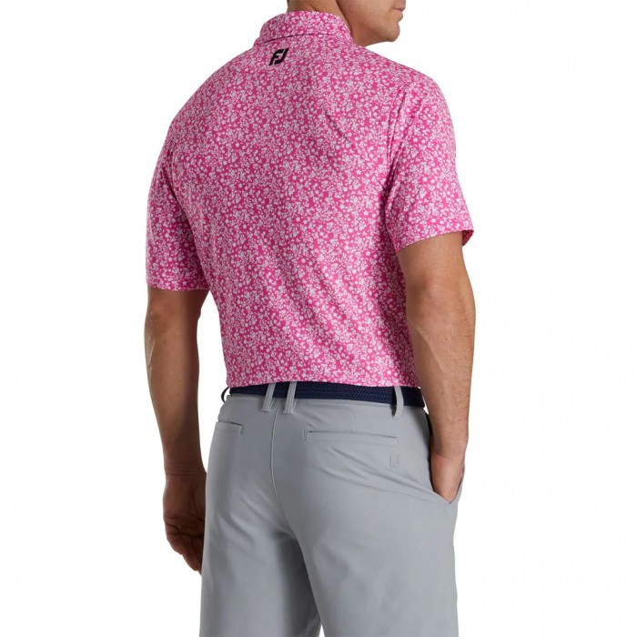 Camisas Footjoy Floral Vines Lisle Print Self Collar Hombre Rosas Blancas Negras | ES8763519