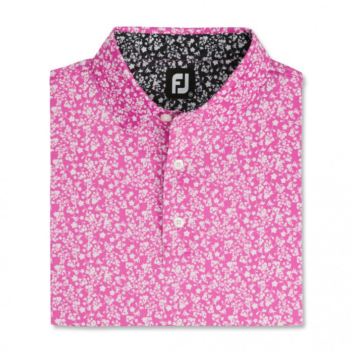 Camisas Footjoy Floral Vines Lisle Print Self Collar Hombre Rosas Blancas Negras | ES8763519