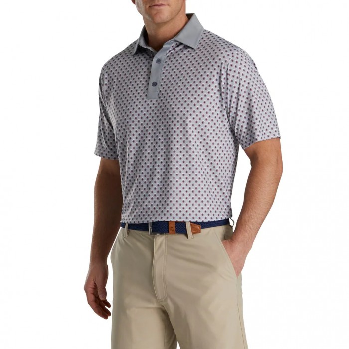 Camisas Footjoy Geometric Print Lisle Self Collar Hombre Gris | ES2804167