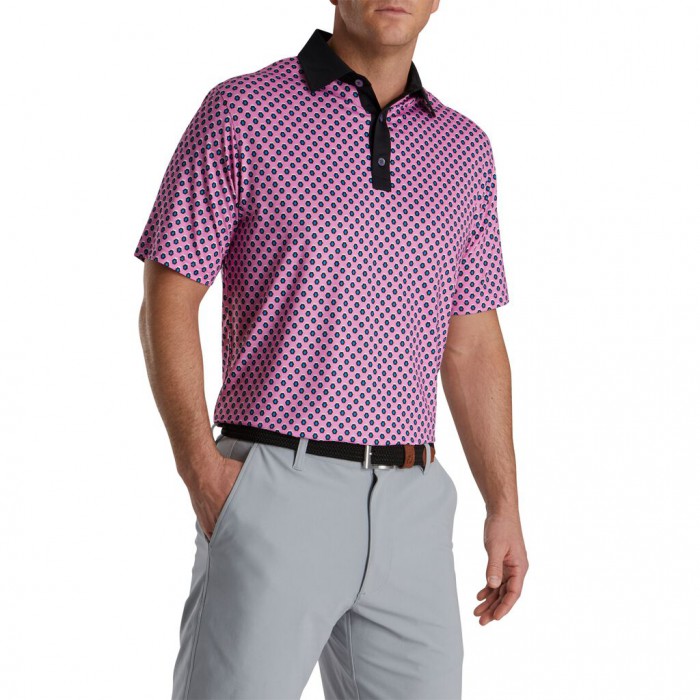 Camisas Footjoy Geometric Print Lisle Self Collar Hombre Rosas | ES9758314