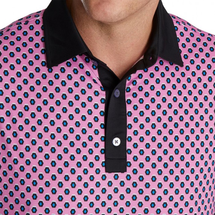 Camisas Footjoy Geometric Print Lisle Self Collar Hombre Rosas | ES9758314