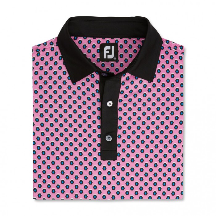 Camisas Footjoy Geometric Print Lisle Self Collar Hombre Rosas | ES9758314