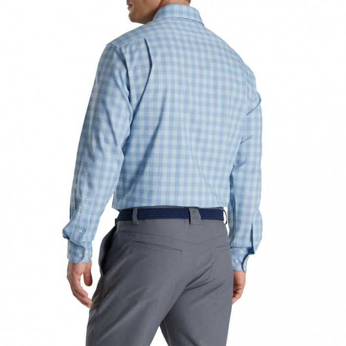 Camisas Footjoy Gingham Stretch Algodon Hombre Mist / Wedgewood | ES6039245