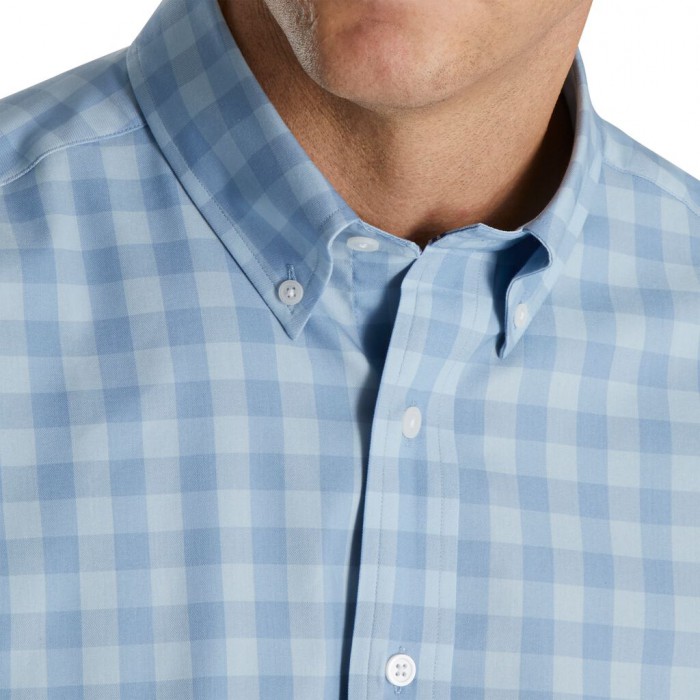 Camisas Footjoy Gingham Stretch Algodon Hombre Mist / Wedgewood | ES6039245