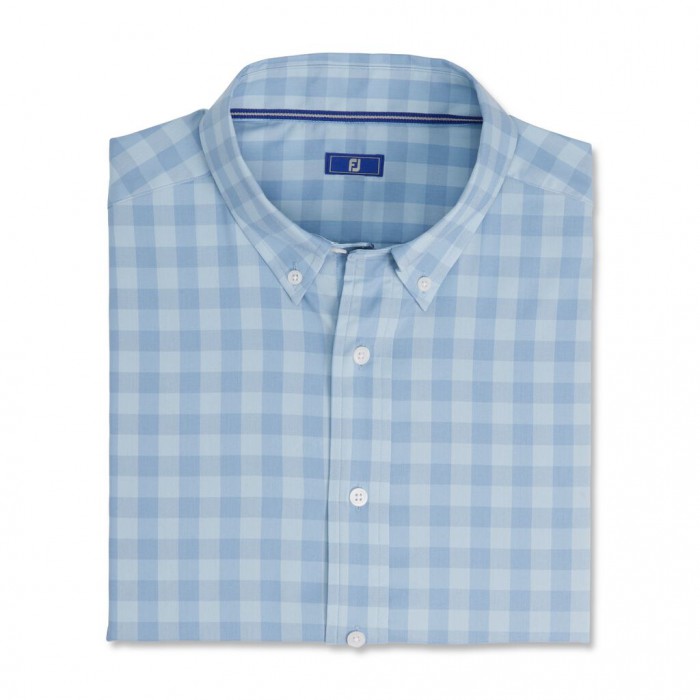 Camisas Footjoy Gingham Stretch Algodon Hombre Mist / Wedgewood | ES6039245