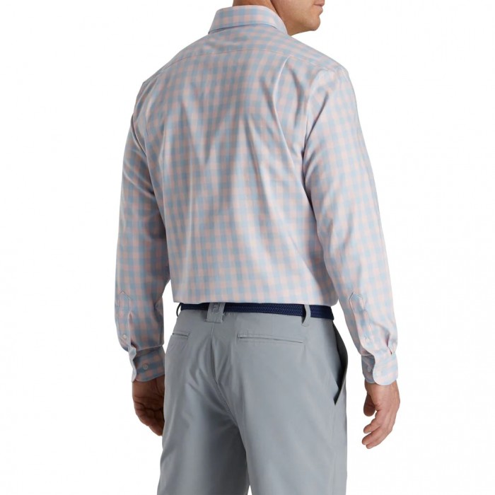 Camisas Footjoy Gingham Stretch Algodon Hombre Rosas Claro | ES7961480